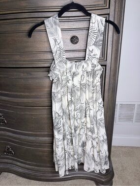 Natural and Green Tropical Print Sundress